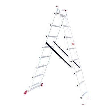 Сходи алюмінієві Intertool 2-х секційні універсальні розкладні 2x8 ступ. 3.6/2.28 м (LT-0208)