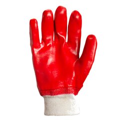 Перчатки трикотажные с ПВХ-покрытием, полный облив, красные, размер 10, (4518)