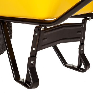 Тачка строительная BudMonster Wheelbarrow Strong 1-колесная, 85 л, 200 кг, желтый кузов, черная рама сплошная, пневмоколесо 4х8'', кузов 0.7 мм, (WB7400)
