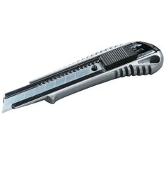 Нож Mastertool 18 мм металлический с направляющей кнопочный фиксатор (17-0128)