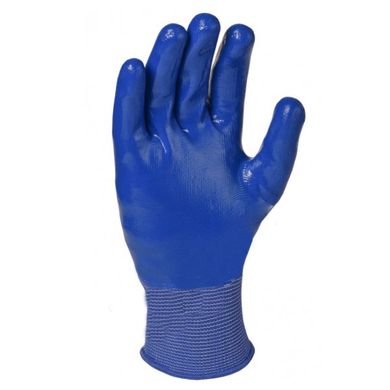 Рукавички Doloni трикотажні з нітриловим покриттям, повний облив, сині, розмір 10, (4581)