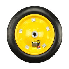 Колесо BudMonster лите 3.0х8" з додатковим кріпленням, о/d = 16мм, чорне, диск жовтий, втулка 90мм (01-044)