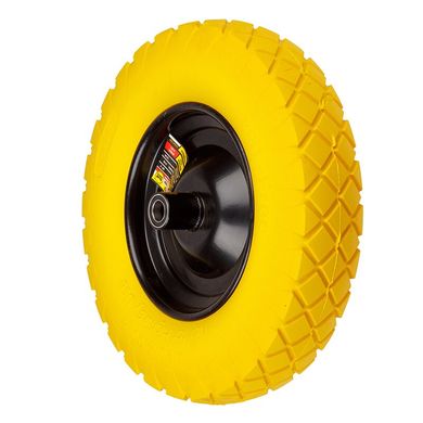 Колесо BudMonster Strong поліуретанове 4.0х8", о/d=20мм, втулка 130 мм, жовте, диск чорний, (01-058/2)