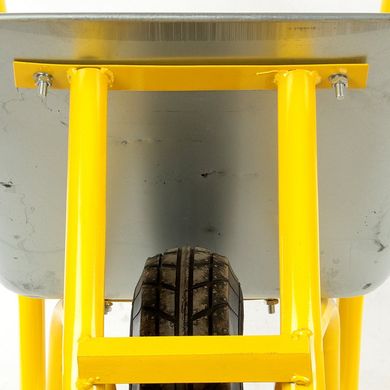 Тачка BudMonster строительная 1-колесная, 85 л, 200 кг, кузов оцинк., рама желтая колесо пневмо 4.0х8'' (01-011/1)