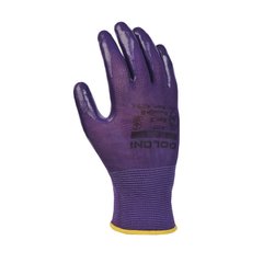 Перчатки Doloni трикотажные с нитриловым покрытием фиолетовые, неполный облив фиолетовый, полиэстер, размер 8, (4594)