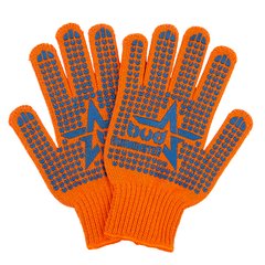 Перчатки BudMonster трикотажные с ПВХ рисунком Звезда оранжевые 7 класс, р10
