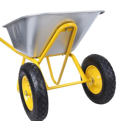 Тачка BudMonster строительная 2-колесная, 85 л, 180 кг, кузов оцинк., рама желтая колесо пневмо 4.0х8'' (01-010/1)