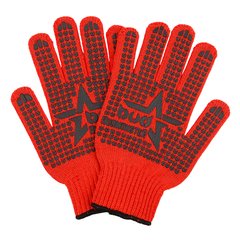 Перчатки BudMonster трикотажные с ПВХ рисунком Звезда красные 7 клас р10