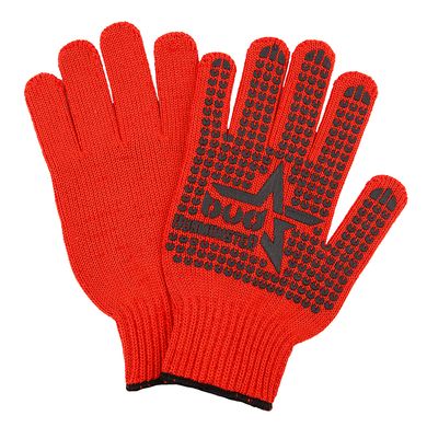 Перчатки BudMonster трикотажные с ПВХ рисунком Звезда красные 7 клас р10