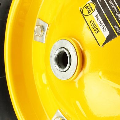 Колесо BudMonster пневмо 3.0х8" з додатковим кріпленням, о/d = 16мм, чорне, диск жовтий, втулка 90мм (01-038)