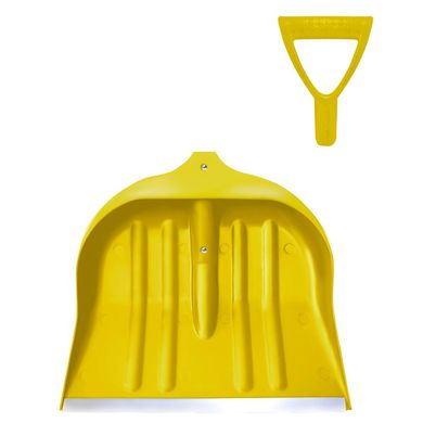 Лопата снігоприбиральна BudMonster пластикова 495х520 мм, з алюмінієвим наконечником і ручкою, жовта, (999080642)