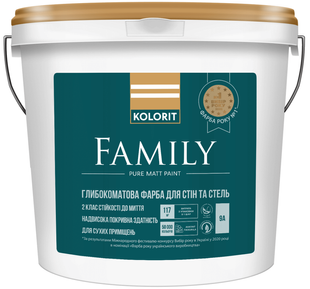 Краска интерьерная Kolorit Family, 11.25 л (База А)