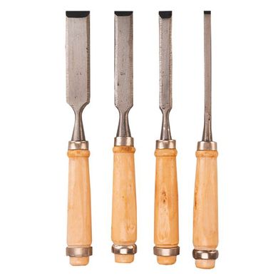 Набір стамесок Top Tools з дерев'яною ручкою 4 шт (6, 12, 18, 24 мм), (09A320)