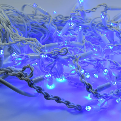 Електрогірлянда на 100 діодів LED Білий провід Бахрома Blue