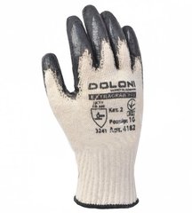 Перчатки с латексным покрытием, неполный облив, белые, размер 10, (4182)