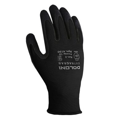 Перчатки Doloni с латексным покрытием, неполный облив, черные, р10, (4190)