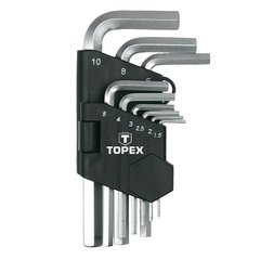 Ключі шестигранні Topex 1.5-10 мм набір 9 шт, (35D955)
