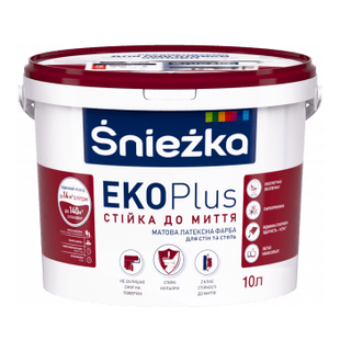 Краска латексная для стен и потолков Sniezka EKO Plus матовая белая, 6.8 кг