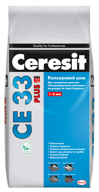 Кольоровий шов для плитки Ceresit CE 33 Plus 1-6 мм 115 сірий цемент 2 кг