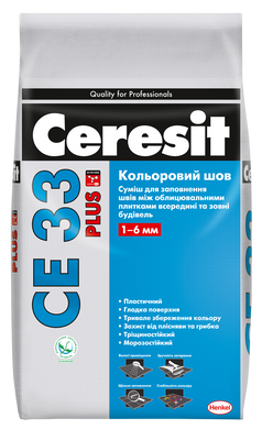 Цветной шов для плитки Ceresit CE 33 Plus 1-6 мм 115 серый цемент 2 кг