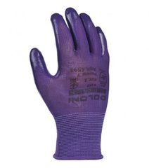 Перчатки Doloni 4593 с нитриловым покрытием, трикотажные фиолетовые, неполный облив фиолетовый, размер 7, полиэстер, (4593)