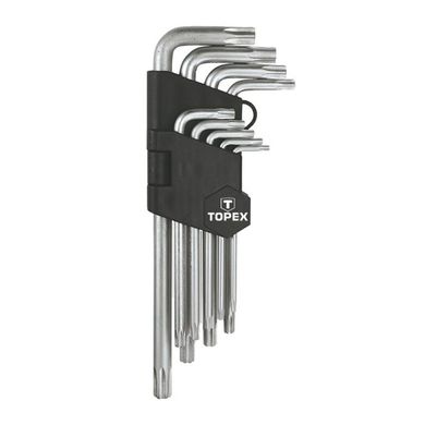 Ключі шестигранні Topex Torx T10-T50 з отвором довгі, набір 9 шт, (35D961)