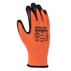 Перчатки Doloni трикотажные Extragrab оранжевые с латексным покрытием, неполный облив, р10, (4187)