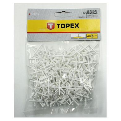 Хрестик для керамічної плитки Topex 1.5 мм, 200 шт, (16B515)