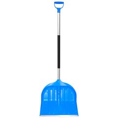 Лопата снегоуборочная пластиковая в сборе BudMonster Эксперт синяя 495х520 мм, с алюминиевым наконечником, черенком и ручкой, (999076330)