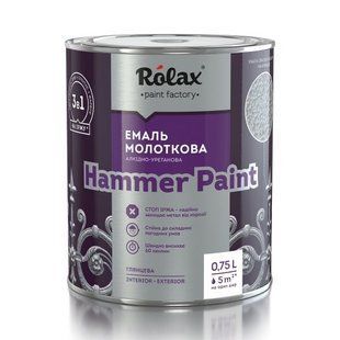 Ролакс Эмаль молотковая декоративная черная (305)750 мл